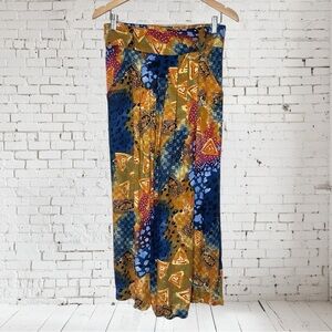 CHEMISTRY Colorful Retro Print Wide Leg Pull-On Pant, Medium